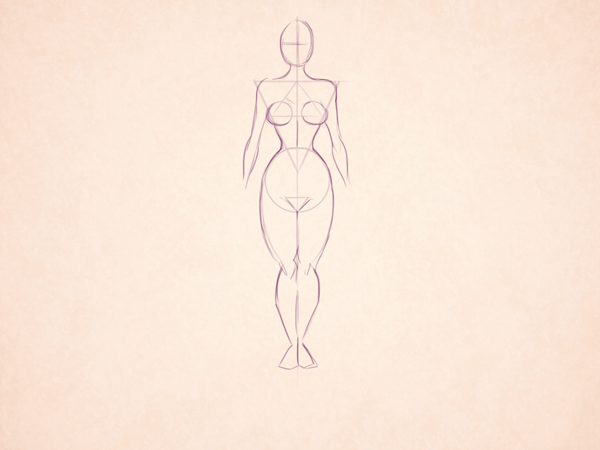 рисование женского голого тела